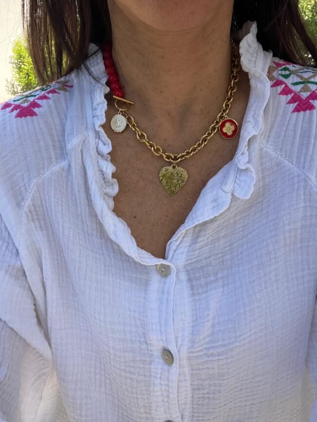 Collier moitié chaîne / moitié perles – Image 2