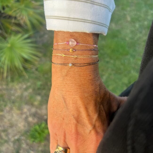 Bracelet Barre striée dorée