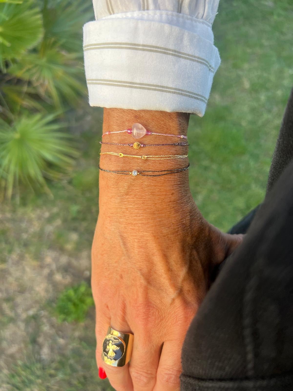 Bracelet Barre striée dorée