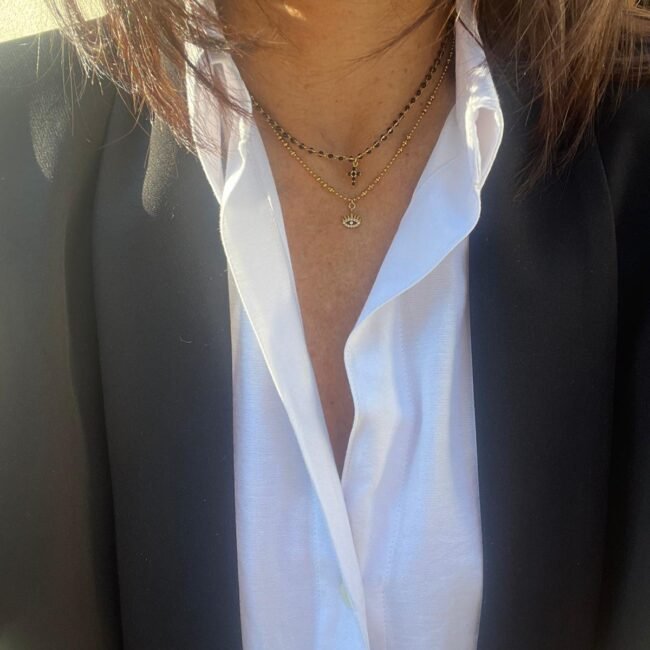 Collier croix noire